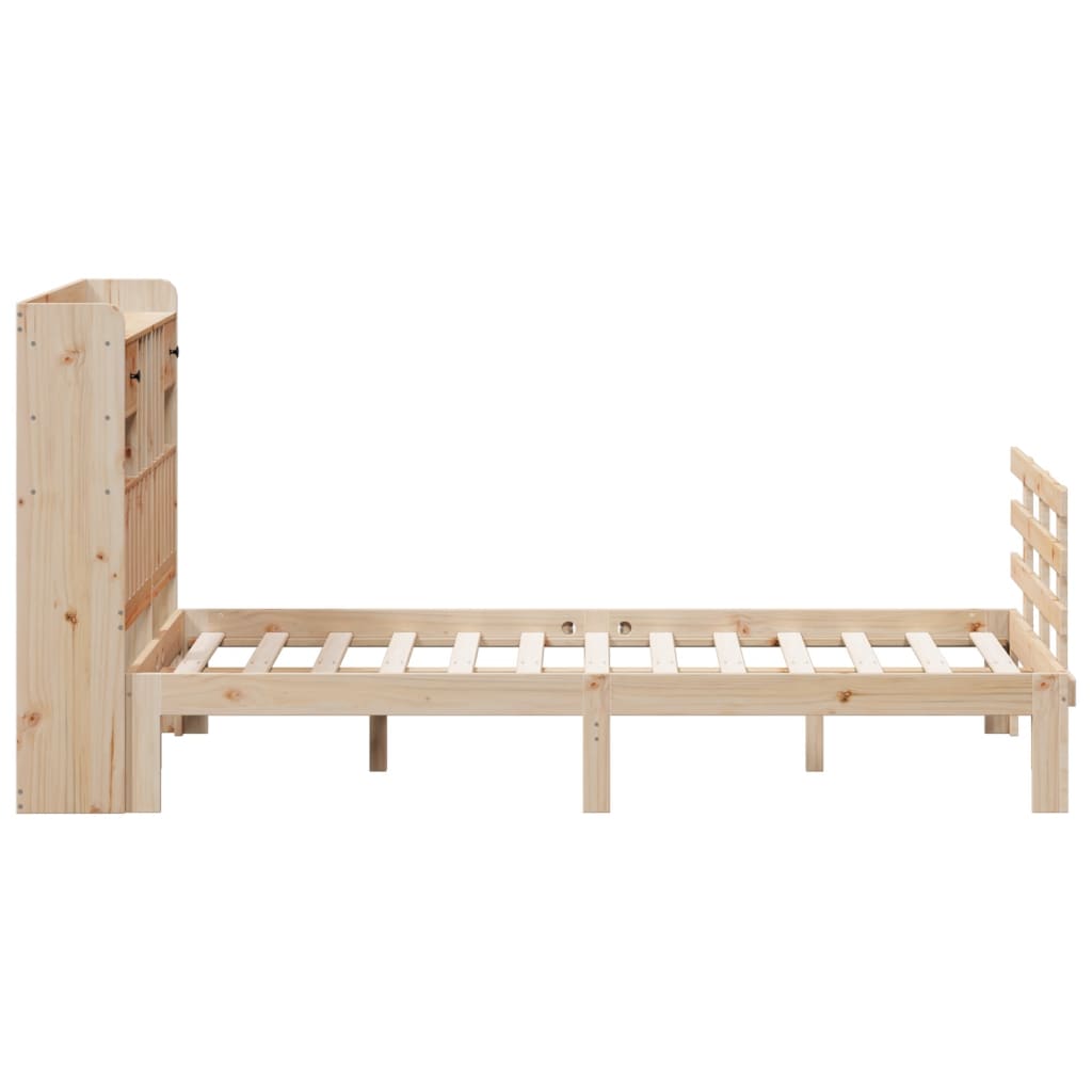 Bookcase Bed without Mattress 135x190 cm Double Solid Wood Pine