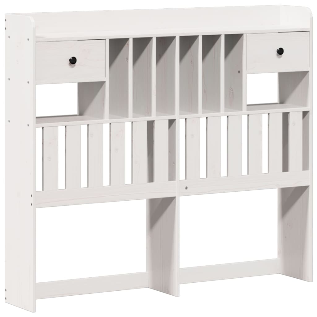 Bookcase Bed without Mattress White 135x190 cm Double Solid Wood Pine