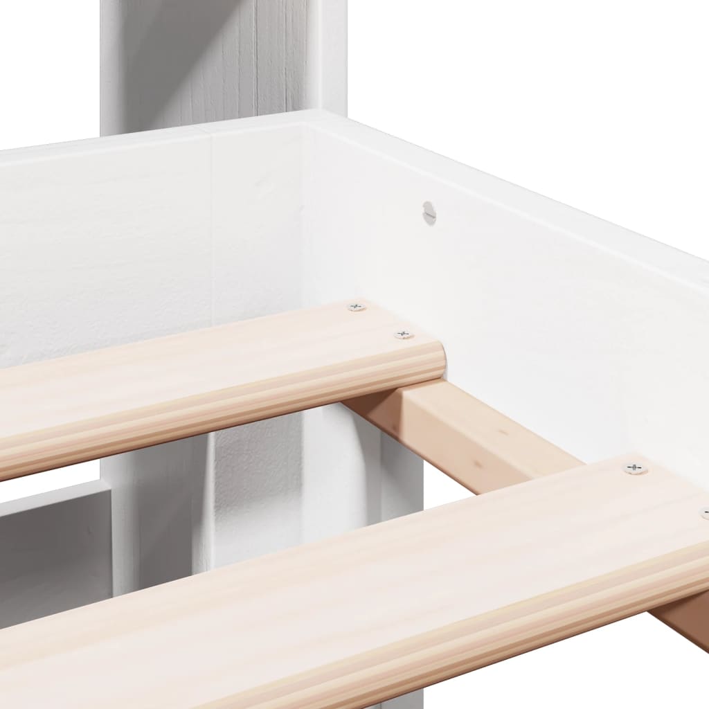Bookcase Bed without Mattress White 135x190 cm Double Solid Wood Pine