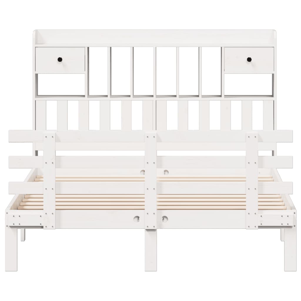 Bookcase Bed without Mattress White 140x190 cm Solid Wood Pine