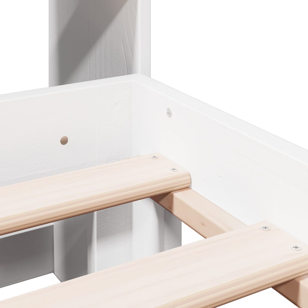 Bookcase Bed without Mattress White 140x190 cm Solid Wood Pine