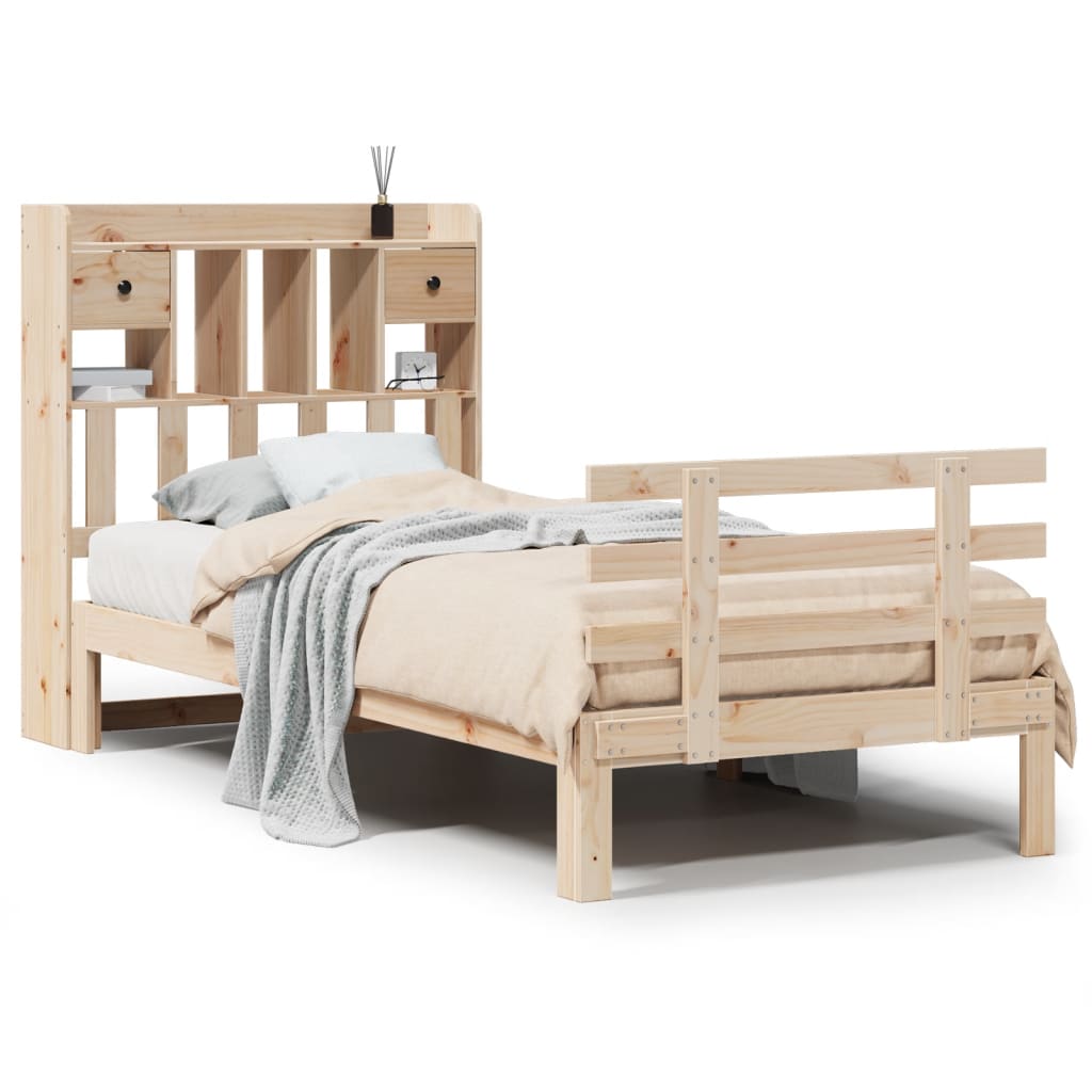 Bookcase Bed without Mattress 90x200cm Solid Wood Pine