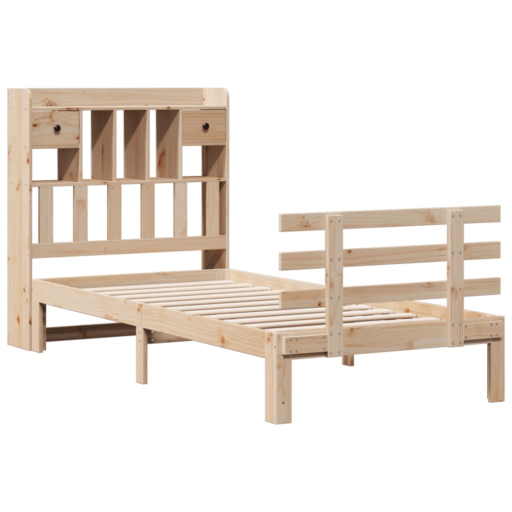 Bookcase Bed without Mattress 90x200cm Solid Wood Pine