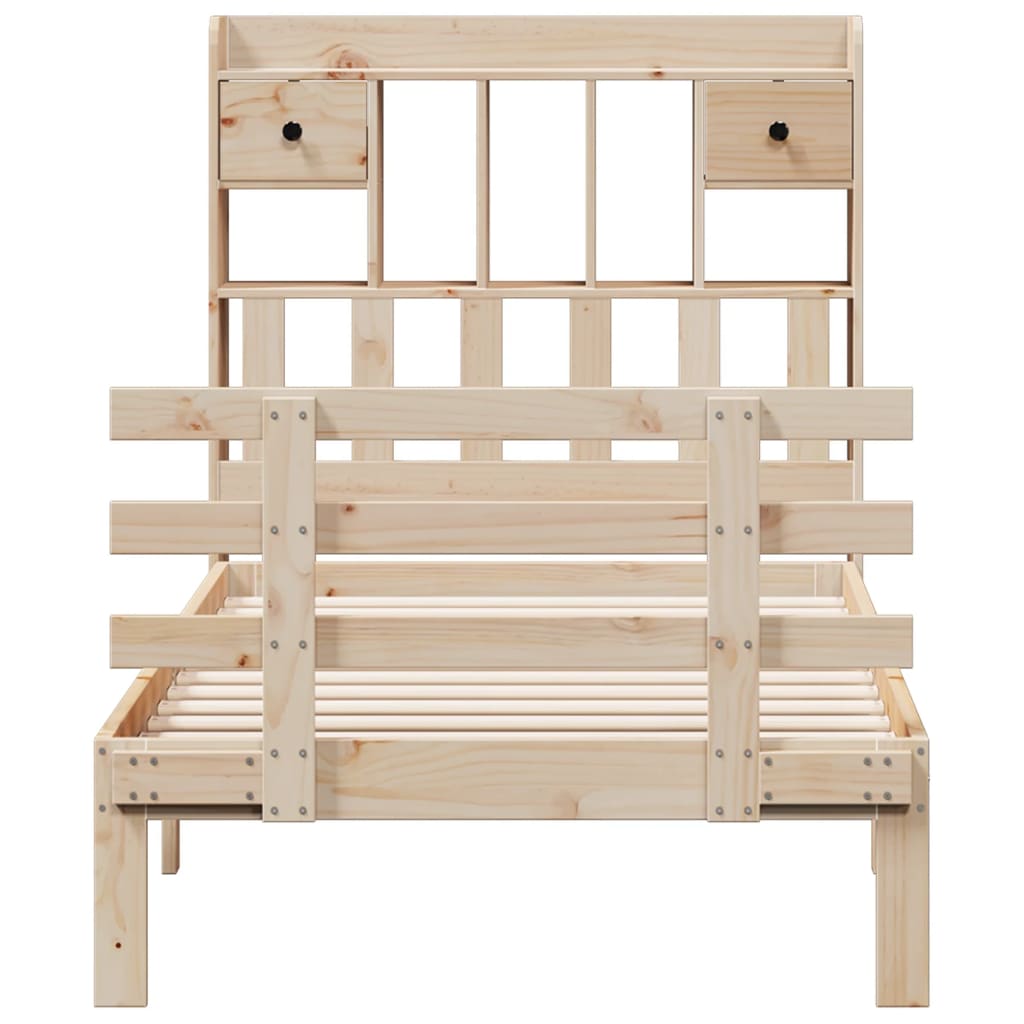 Bookcase Bed without Mattress 90x200cm Solid Wood Pine