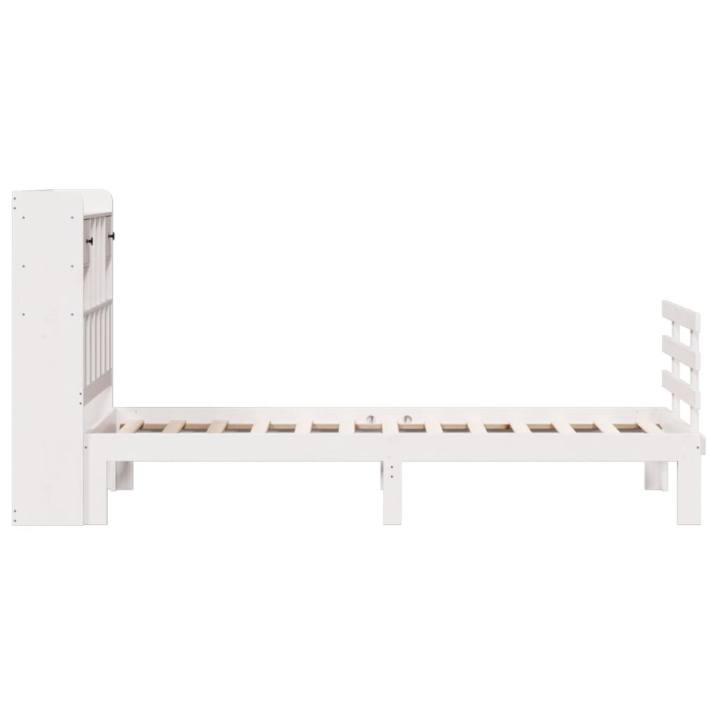 Bookcase Bed without Mattress White 90x200cm Solid Wood Pine