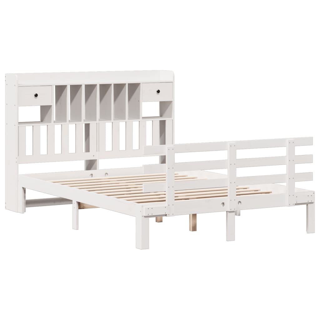 Bookcase Bed without Mattress White 140x200 cm Solid Wood Pine