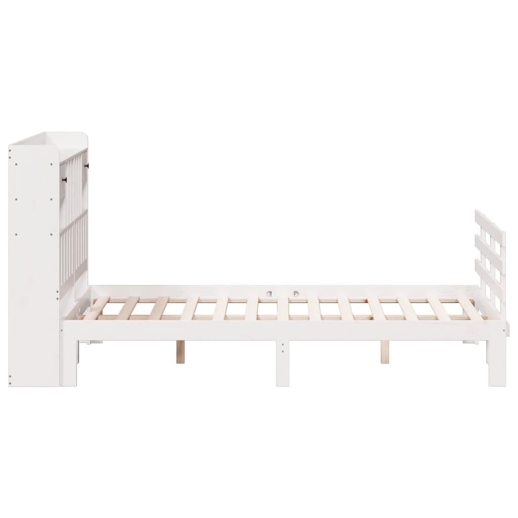 Bookcase Bed without Mattress White 140x200 cm Solid Wood Pine