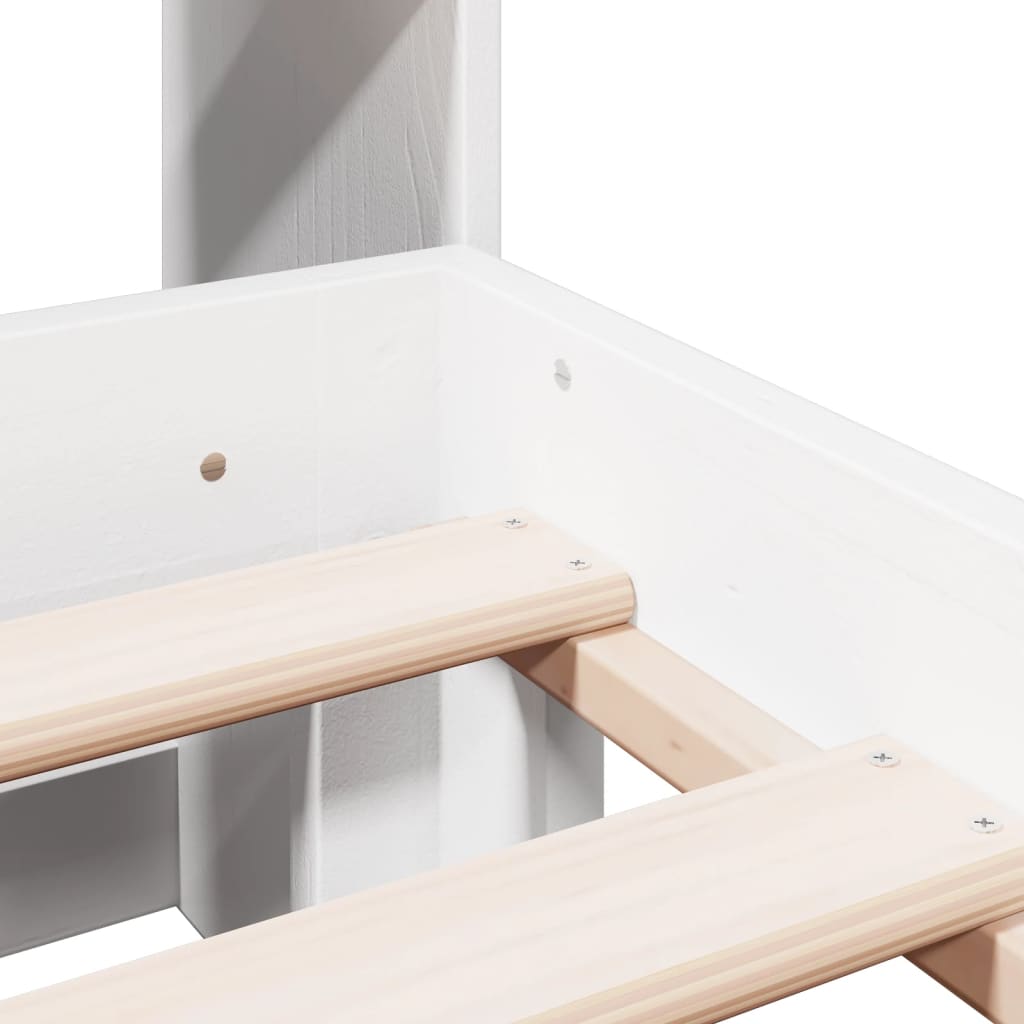 Bookcase Bed without Mattress White 140x200 cm Solid Wood Pine