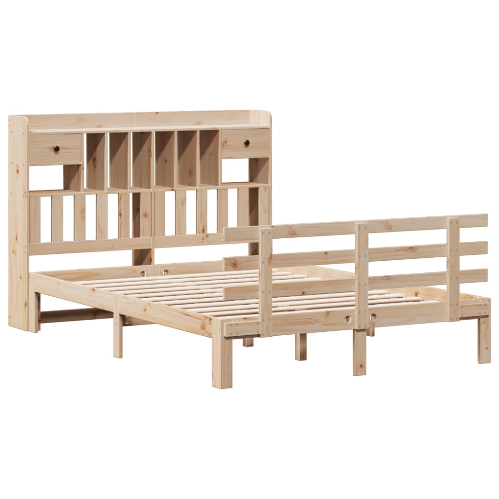 Bookcase Bed without Mattress 150x200 cm King Solid Wood Pine