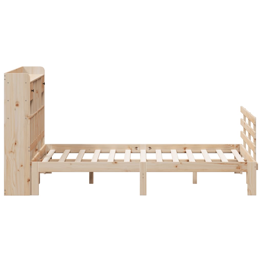 Bookcase Bed without Mattress 150x200 cm King Solid Wood Pine
