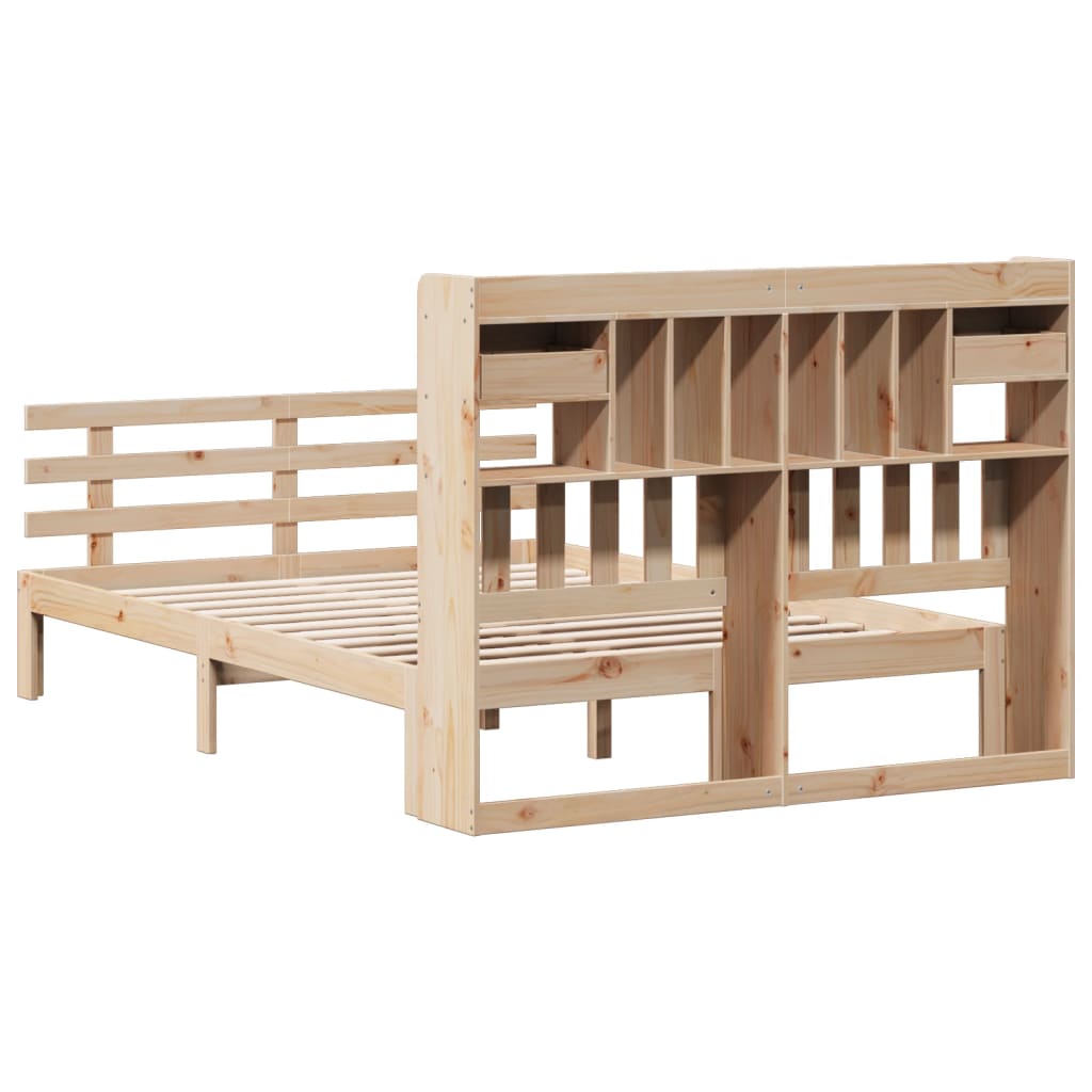 Bookcase Bed without Mattress 150x200 cm King Solid Wood Pine