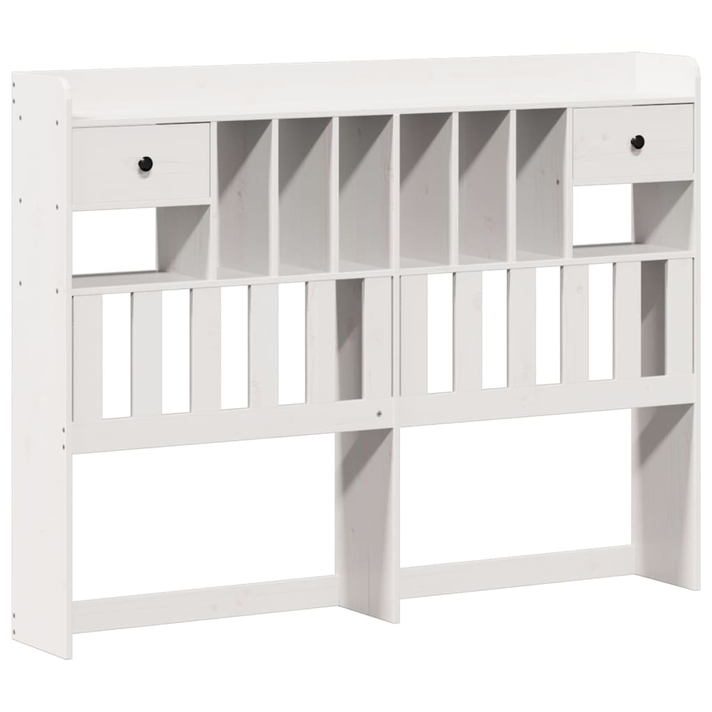 Bookcase Bed without Mattress White 150x200 cm King Solid Wood Pine