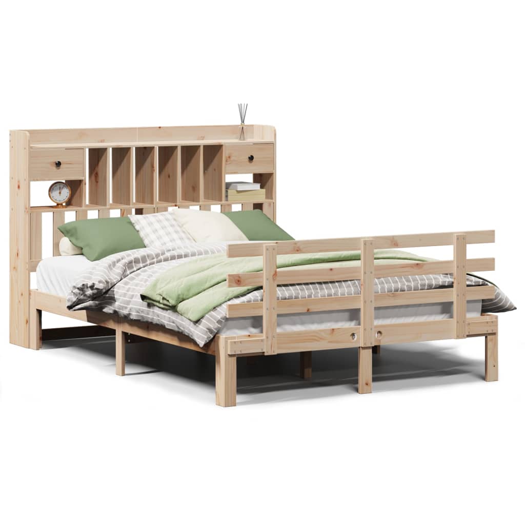 Bookcase Bed without Mattress 160x200 cm Solid Wood Pine