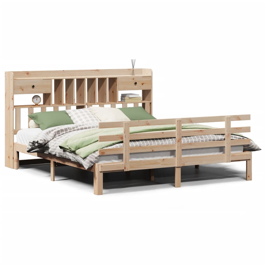 Bookcase Bed without Mattress 180x200 cm Super King Solid Wood Pine