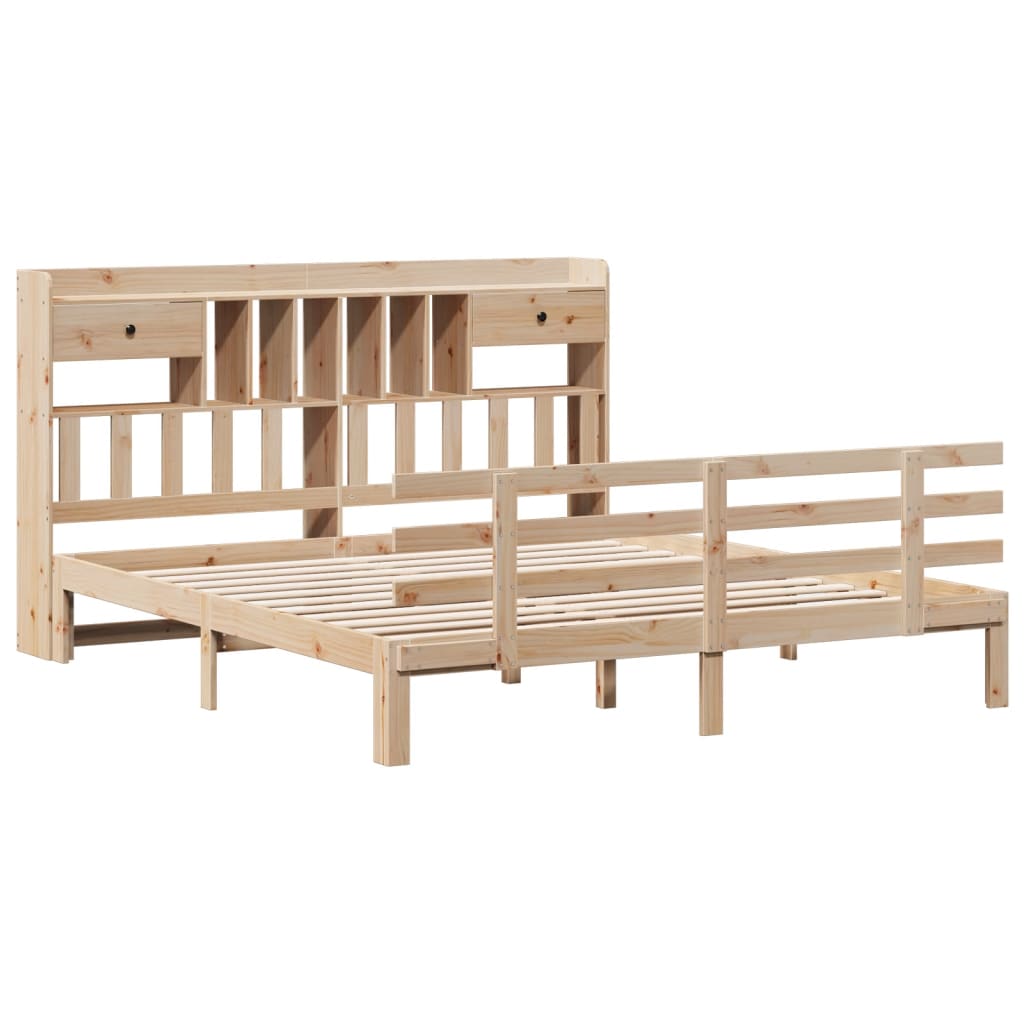 Bookcase Bed without Mattress 180x200 cm Super King Solid Wood Pine
