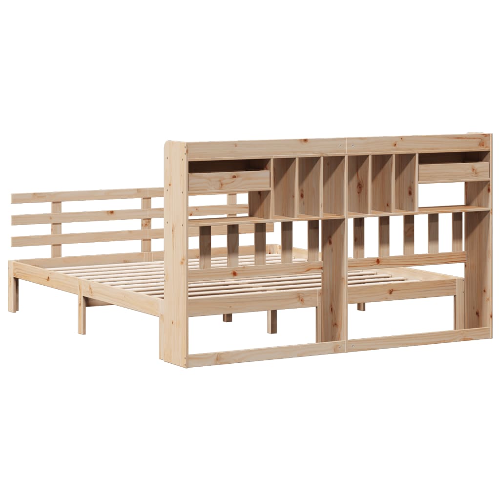Bookcase Bed without Mattress 180x200 cm Super King Solid Wood Pine