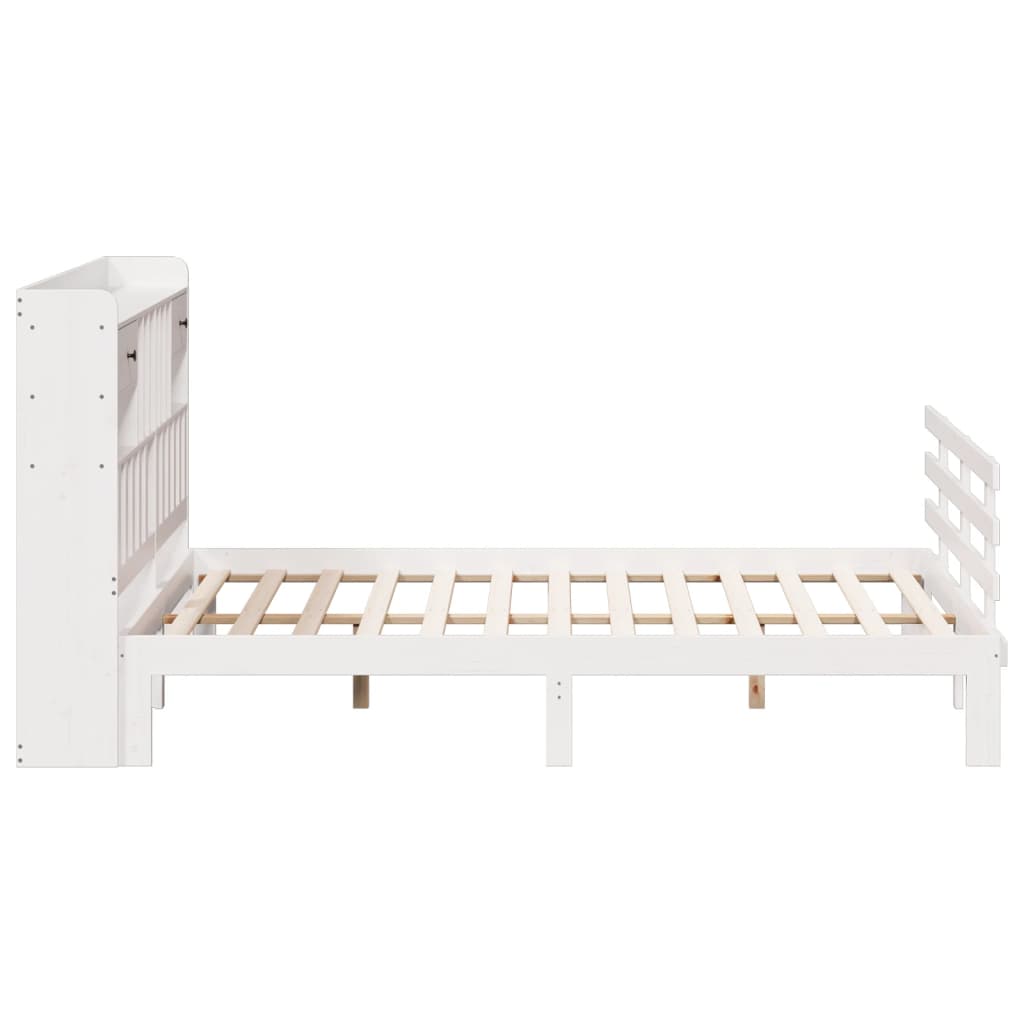 Bookcase Bed without Mattress White 180x200 cm Super King Solid Wood Pine