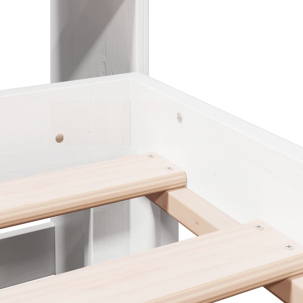 Bookcase Bed without Mattress White 180x200 cm Super King Solid Wood Pine