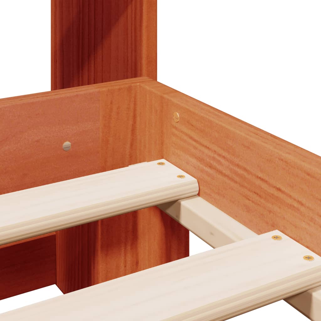 Bookcase Bed without Mattress Wax Brown 150x200 cm King Solid Wood Pine