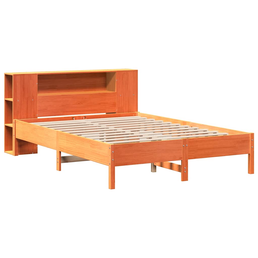 Bookcase Bed without Mattress Wax Brown 140x190 cm Solid Wood Pine