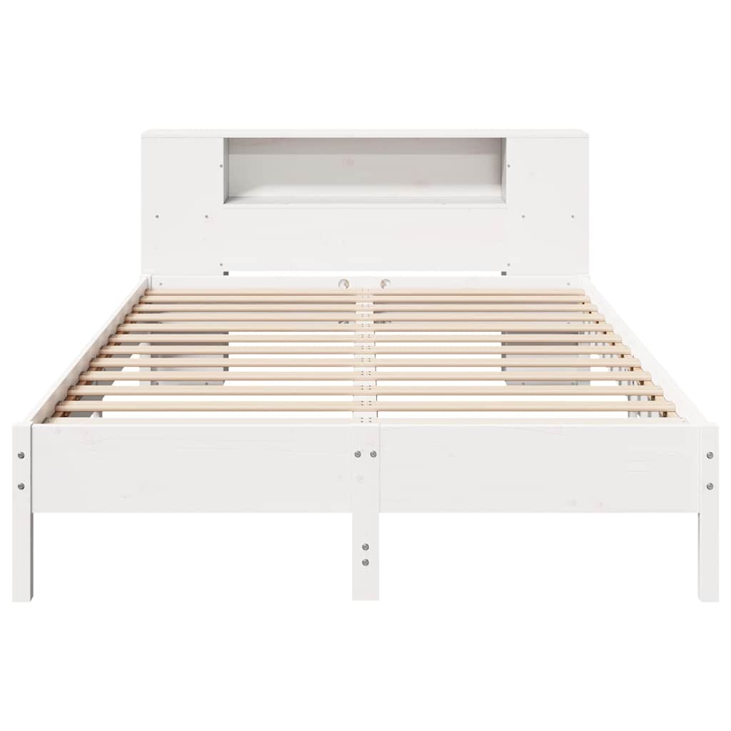Bookcase Bed without Mattress White 135x190 cm Double Solid Wood Pine