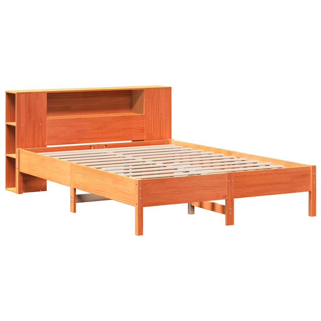 Bookcase Bed without Mattress Wax Brown 120x190 cm Small Double Solid Wood Pine