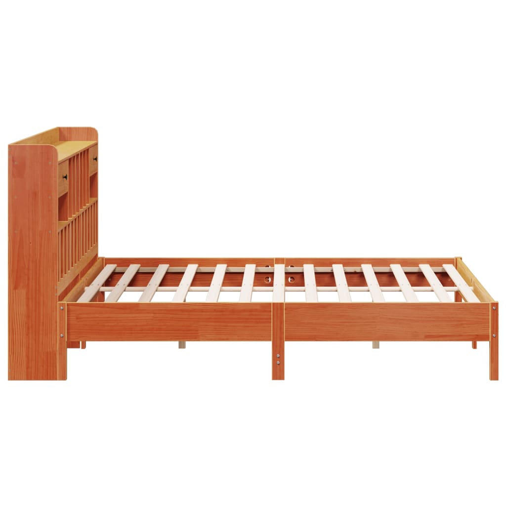 Bookcase Bed without Mattress Wax Brown 200x200 cm Solid Wood Pine