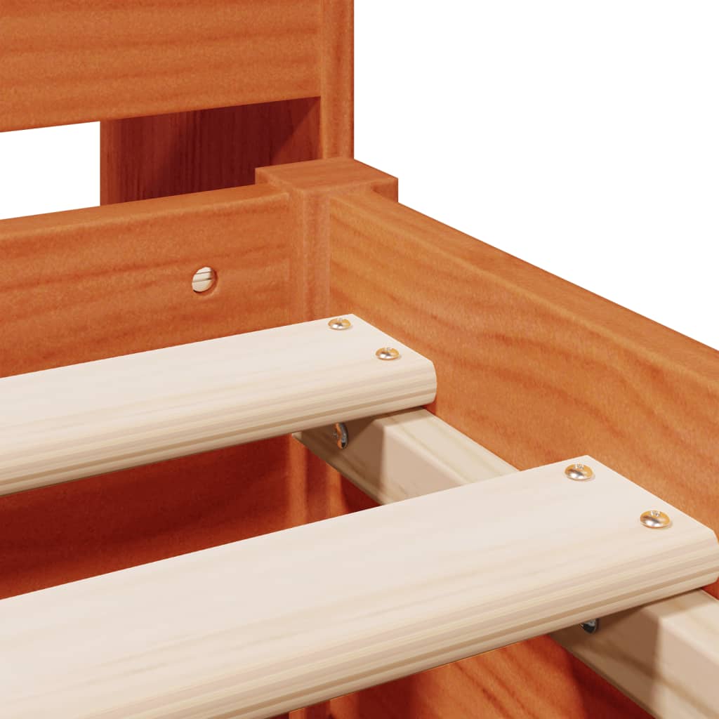 Bookcase Bed without Mattress Wax Brown 200x200 cm Solid Wood Pine