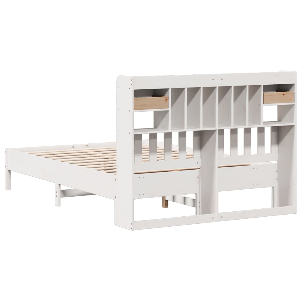 Bookcase Bed without Mattress White 160x200 cm Solid Wood Pine