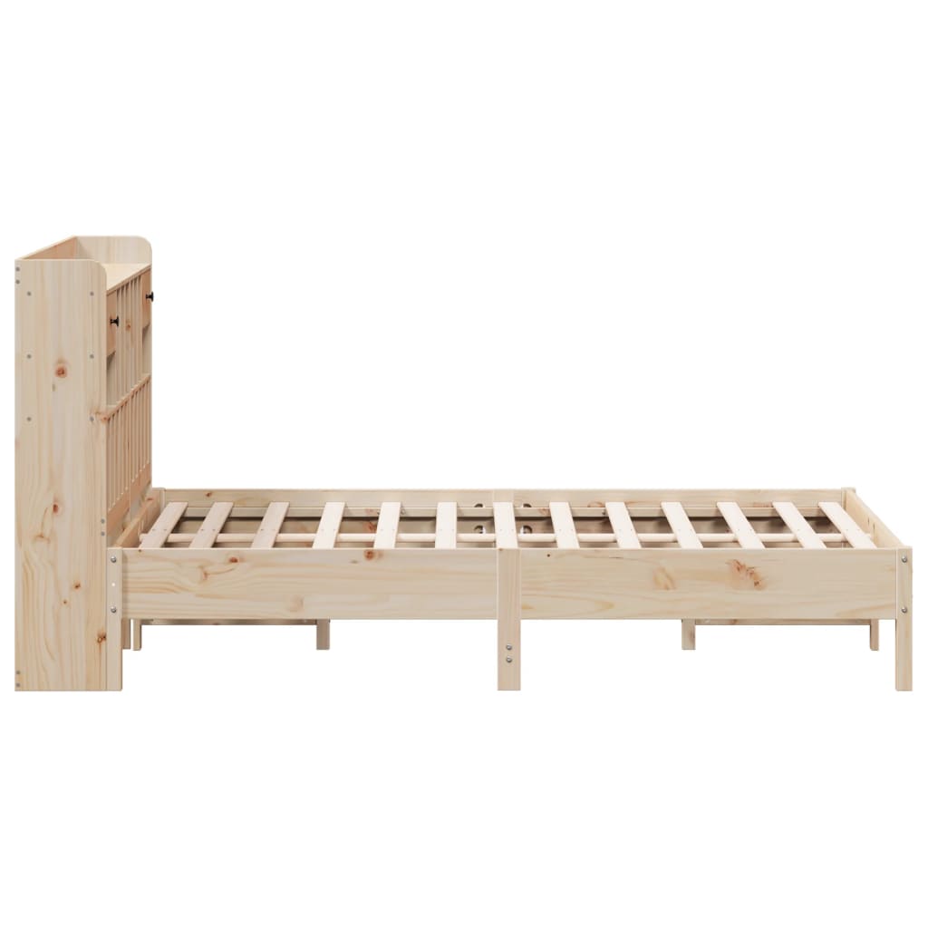 Bookcase Bed without Mattress 150x200 cm King Size Solid Wood Pine