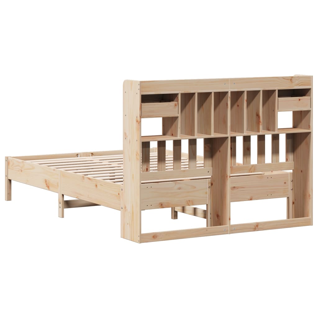 Bookcase Bed without Mattress 140x200 cm Solid Wood Pine