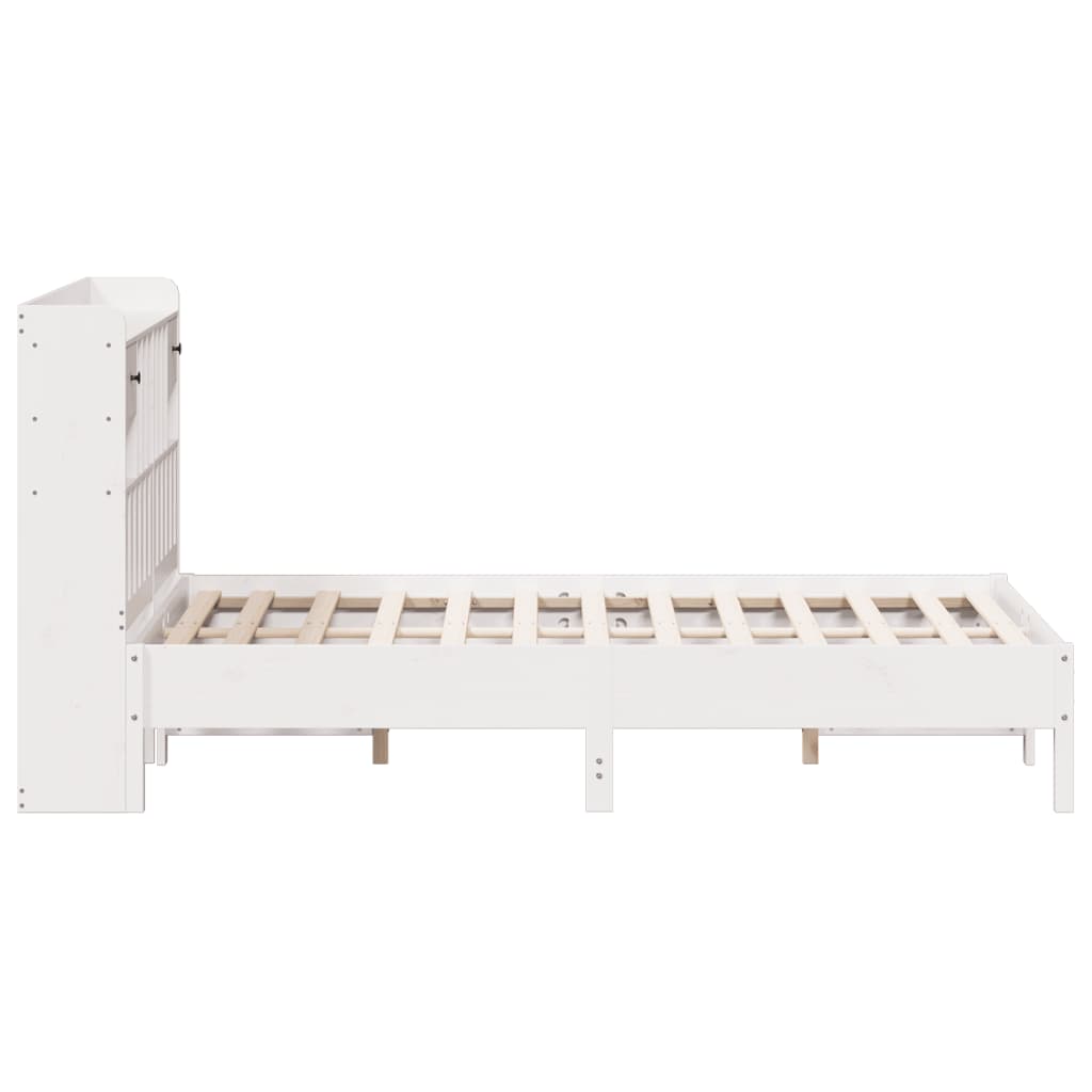 Bookcase Bed without Mattress White 140x200 cm Solid Wood Pine