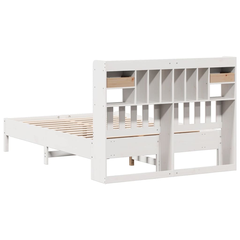Bookcase Bed without Mattress White 140x200 cm Solid Wood Pine
