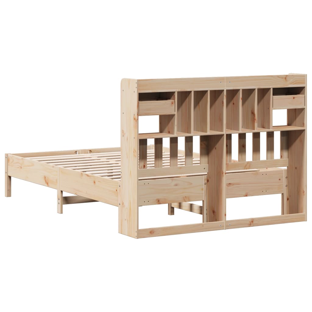 Bookcase Bed without Mattress 140x190 cm Solid Wood Pine
