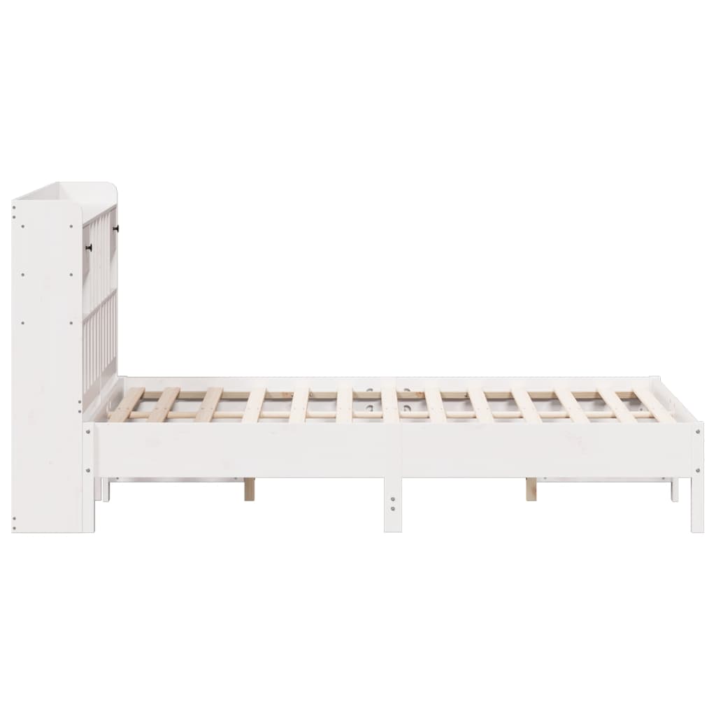 Bookcase Bed without Mattress White 140x190 cm Solid Wood Pine