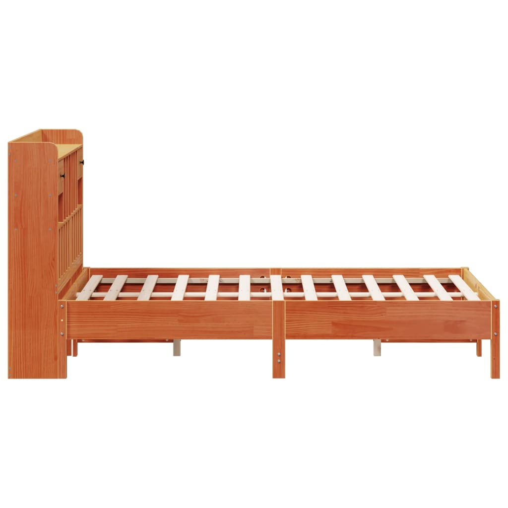 Bookcase Bed without Mattress Wax Brown 140x190 cm Solid Wood Pine