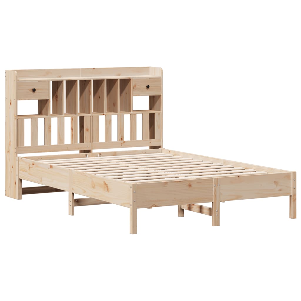 Bookcase Bed without Mattress 135x190 cm Double Solid Wood Pine