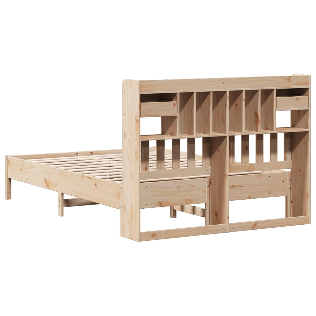 Bookcase Bed without Mattress 135x190 cm Double Solid Wood Pine
