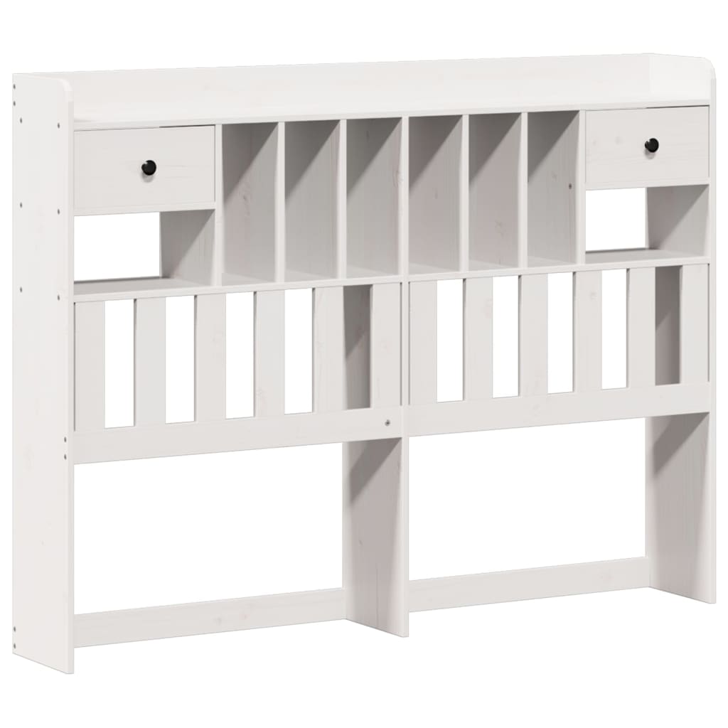 Bookcase Bed without Mattress White 135x190 cm Double Solid Wood Pine