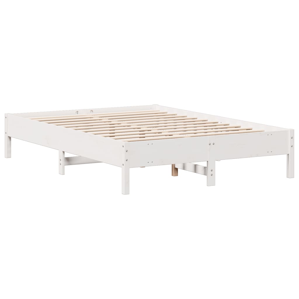 Bookcase Bed without Mattress White 135x190 cm Double Solid Wood Pine