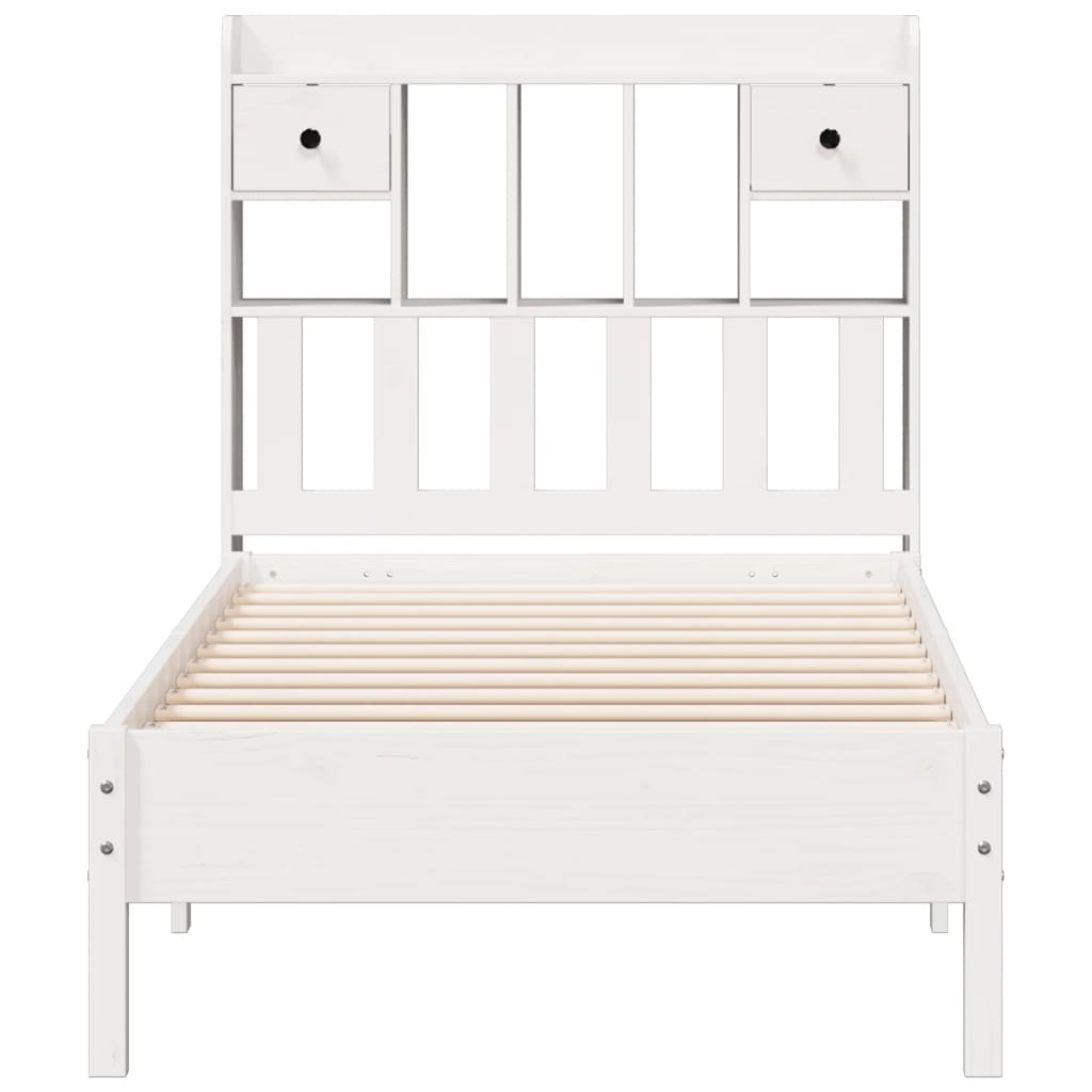 Bookcase Bed without Mattress White 75x190 cm Small Single Solid Wood Pine