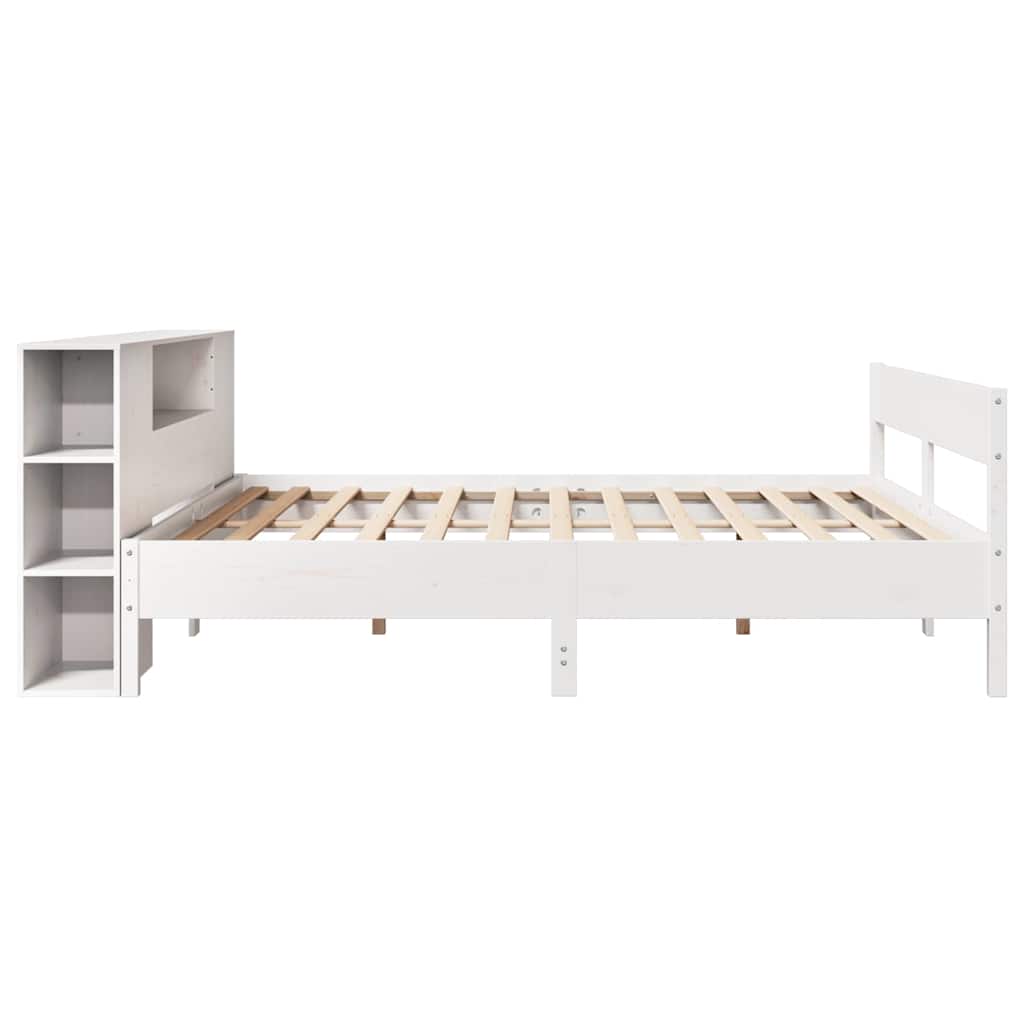 Bookcase Bed without Mattress White 200x200cm Solid Wood Pine