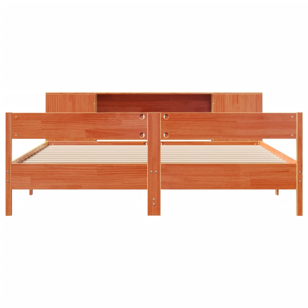 Bookcase Bed without Mattress Wax Brown 180x200 cm Super King Solid Wood Pine