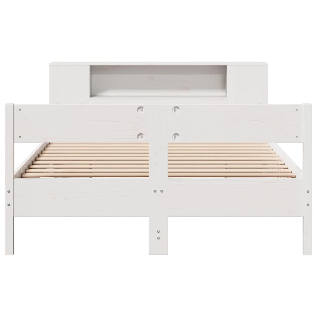Bookcase Bed without Mattress White 160x200cm Solid Wood Pine