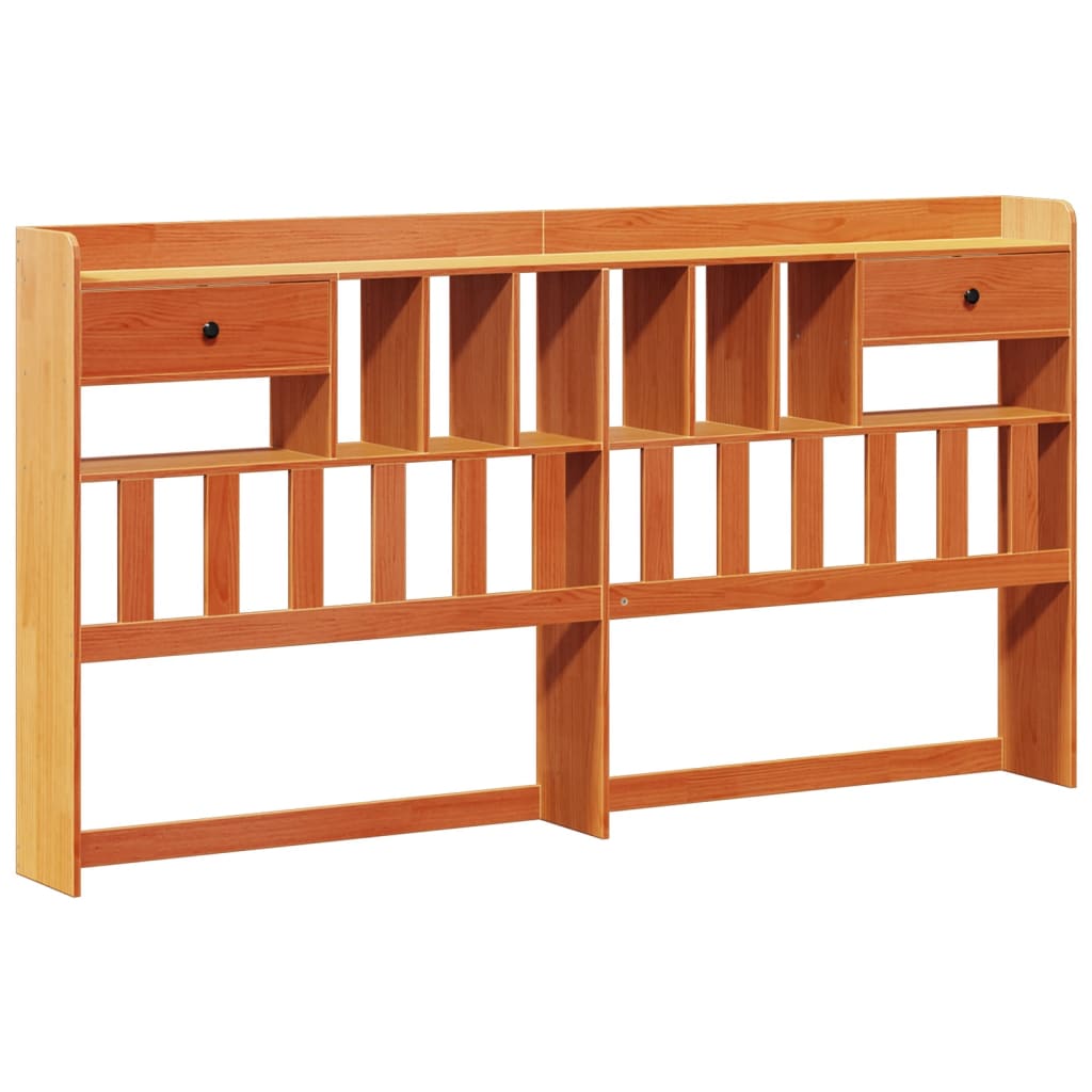 Bookcase Bed without Mattress Wax Brown 200x200cm Solid Wood Pine