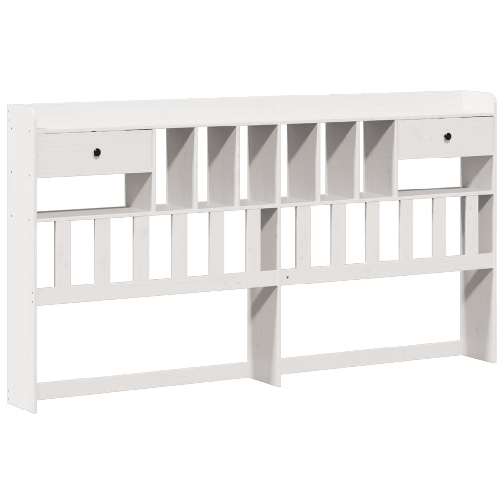 Bookcase Bed without Mattress White 180x200cm Super King Solid Wood Pine