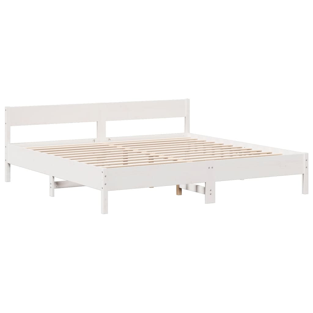 Bookcase Bed without Mattress White 180x200cm Super King Solid Wood Pine