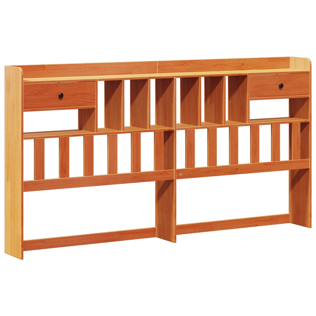Bookcase Bed without Mattress Wax Brown 180x200cm Super King Solid Wood Pine