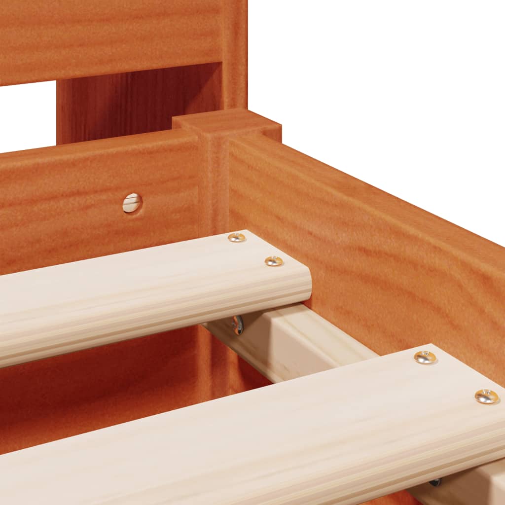 Bookcase Bed without Mattress Wax Brown 180x200cm Super King Solid Wood Pine