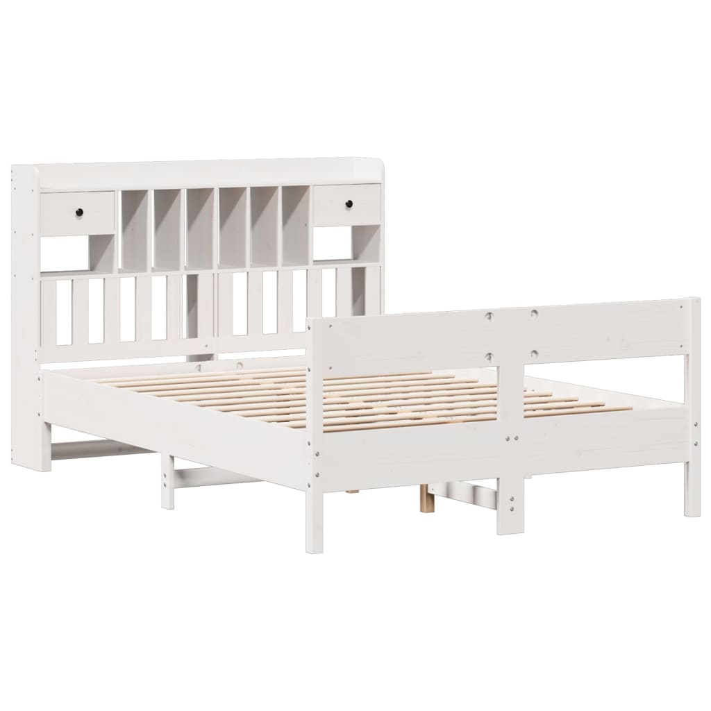 Bookcase Bed without Mattress White 160x200cm Solid Wood Pine